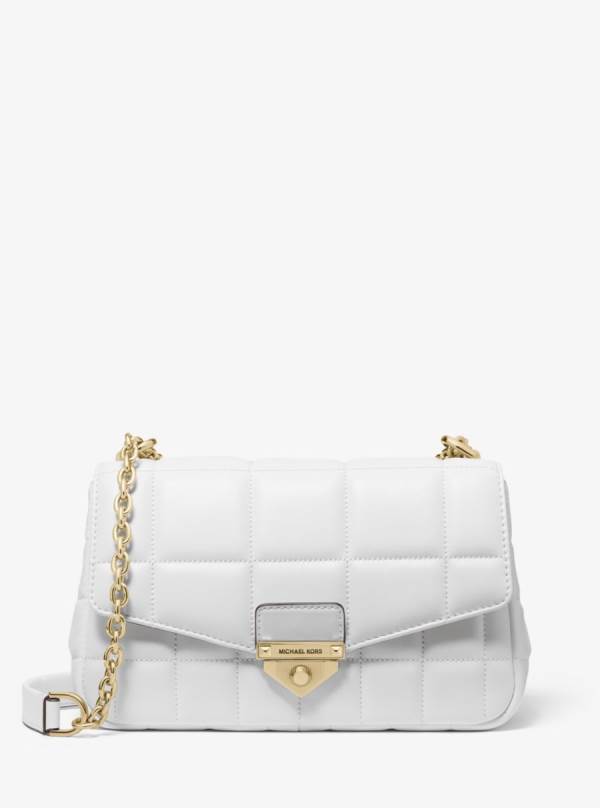 Damske Taška Cez Rameno Michael Kors SoHo Large Quilted Leather Biele - Kabelky Michael Kors Vypredaj | IXLYN-1370